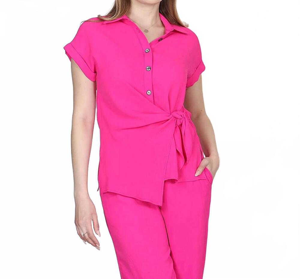 NEW LAST TANGO women's cap button shirt in berry